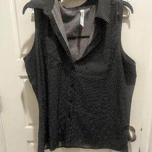 Black and White Polka Dot Sleeveless Blouse women’s size XL